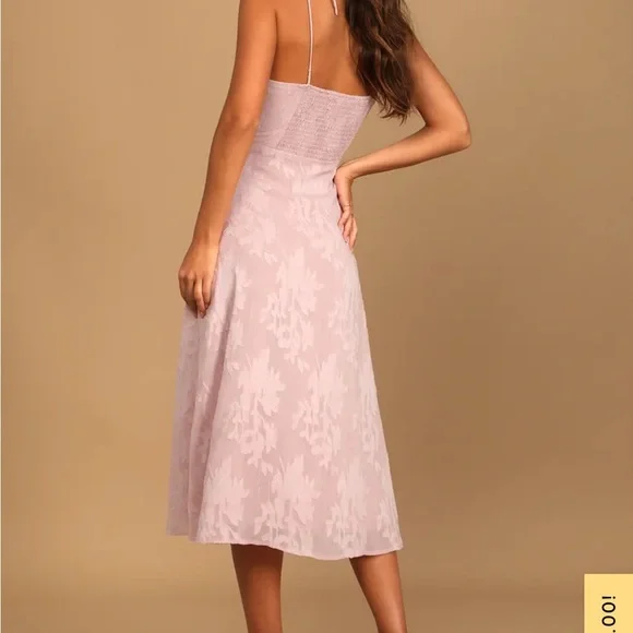 Lulus Loveliest Looks Blush Pink Floral Jacquard Tie-Strap Mini Dress - Picture 4 of 9